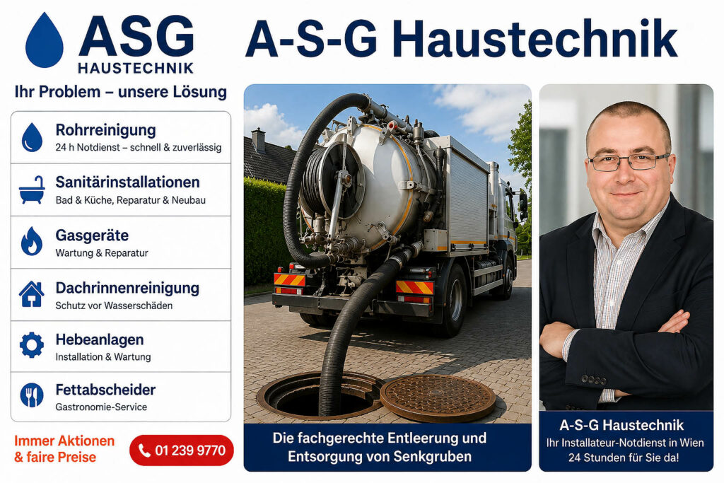 Senkgruben Entleerung Wien – Schnell, Sauber & Günstig │ 24h Notdienst A-S-G Haustechnik Wien