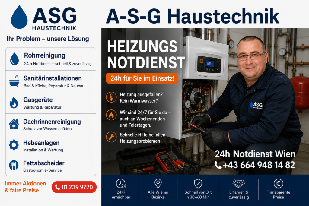 Konzessionierter Heizungsinstallateur bei der jährlichen Gasthermen-Wartung in Wien