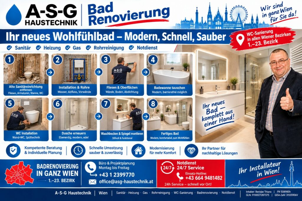 Bad Wien A-S-G Haustechnik & Badezimmer Installateur Berislav Trbara Wien