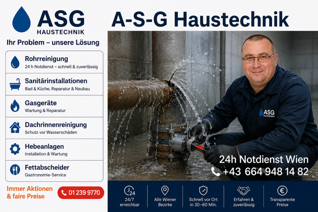 Installateur Wien Notdienst für Sanitär, Heizung und Rohrbruch 24h Service A-S-G Haustechnik