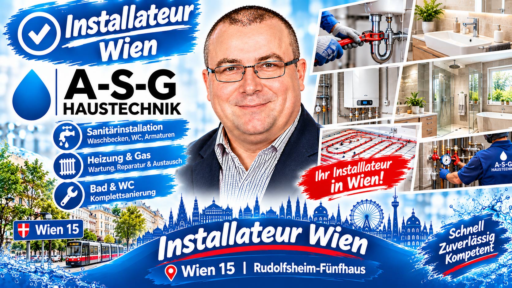 A-S-G Haustechnik Fachkraft stellt den Wasserdruck an einer Kombitherme in 1150 Wien optimal ein