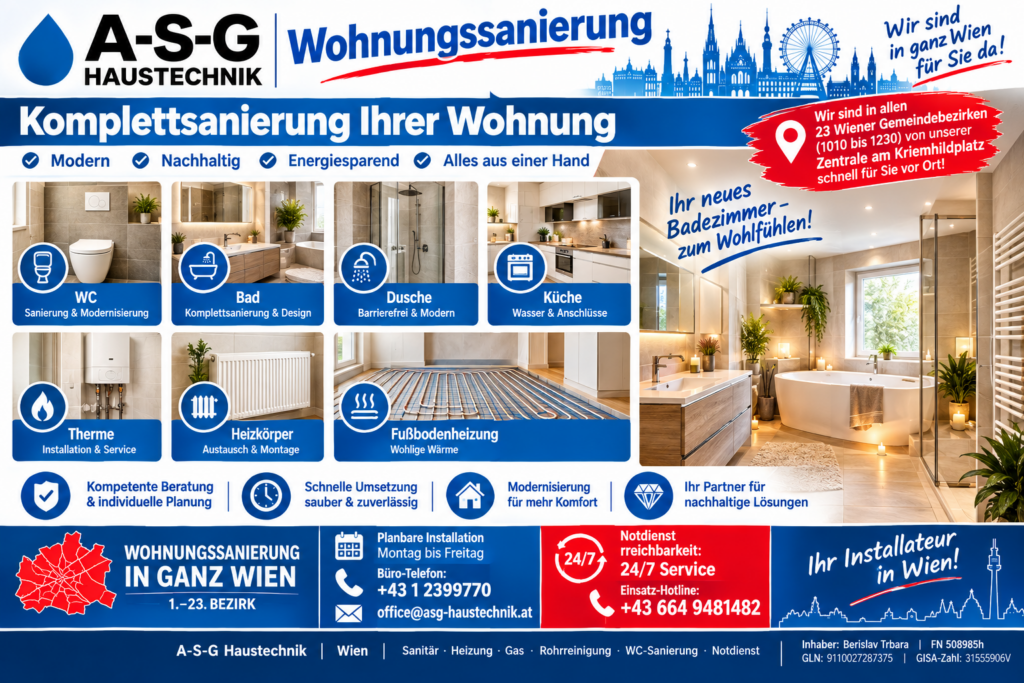 Professionelle Wohnungssanierung & Bauleistungen in allen 23 Wiener Bezirken