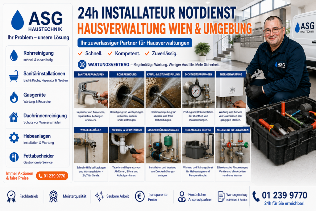 Notdienst Immobilien und Hausverwaltung Wien in allen Wiener Bezirken A-S-G-Haustechnik Wien Geschäftsführer Berislav Trbara